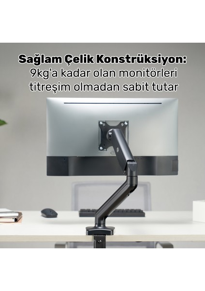 STD46012B Airgrip 17"-32" Ergonomik 360° Amortisörlü Vesa Tek Kol Monitör Tutucu fiyatları