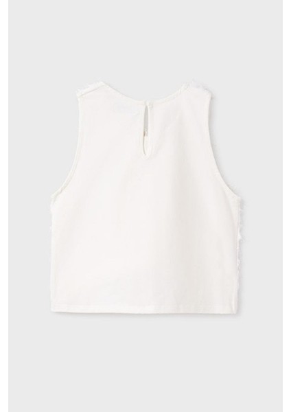 Kız Çocuk 8-18 Yaş Üç Boyutlu Çiçek Işlemeli Bluz 6038 Beyaz fırsatları