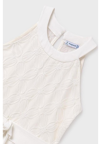 Kız Çocuk 8-18 Yaş Işlemeli Kemerli Tulum 6864 Ekru fırsatları