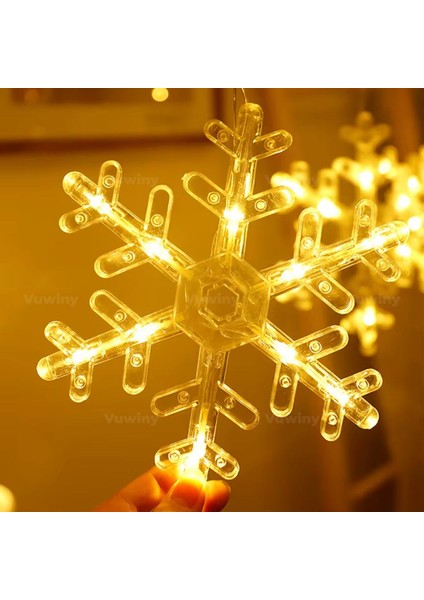 LED Işıklı 8 Modlu Gün Işığı Dekoratif Saçaklı Kar Tanesi ve Yıldızlı Perde LED fırsatları