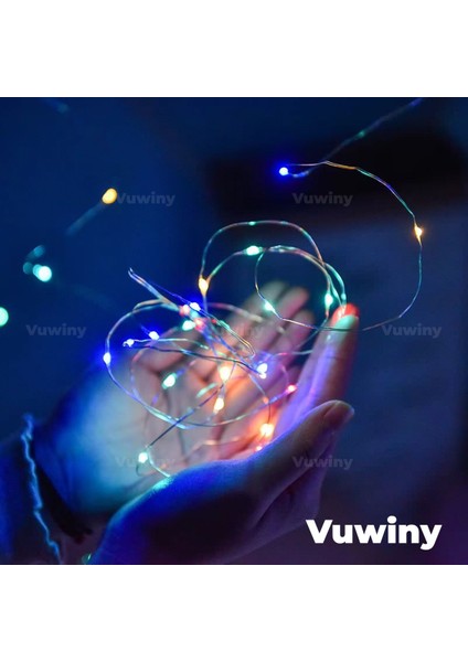 USB Kumandalı 8 Modlu Dekoratif Rgb Çok Renkli Gümüş Tel Peri LED (5 Metre)