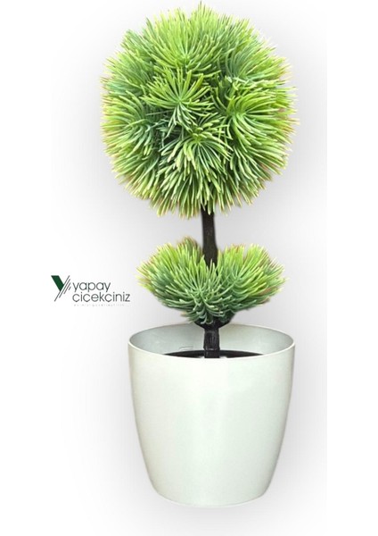 Beyaz Saksı 25 cm Yapay Top Şimşir modelleri