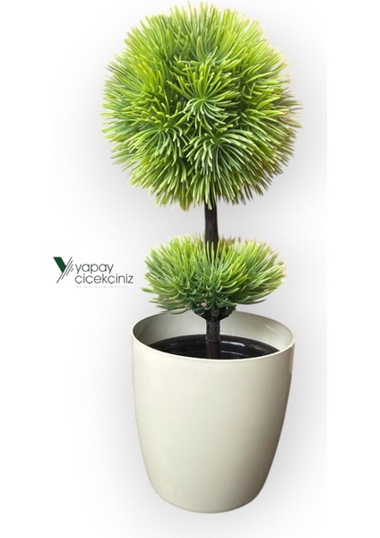 Beyaz Saksı 25 cm Yapay Top Şimşir fırsatları