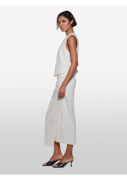 Keten Karışımlı Cepli V Yaka Yelek Kadın Siyah Yelek - 325P25ICLJ00S fiyatları