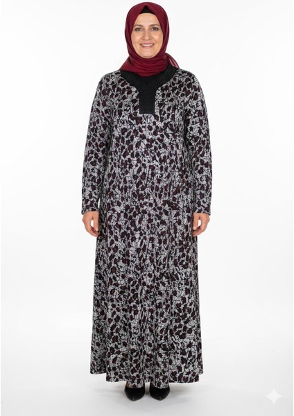 Hesna Kadın Minel Battal Beden Kuplu Boydan Siyah Elbise Desen 26