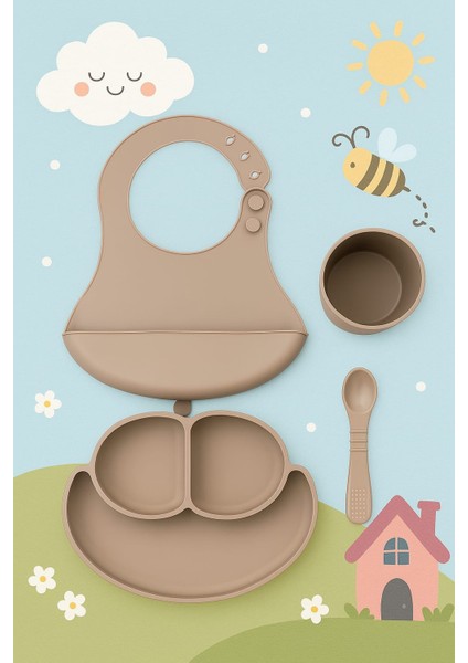 4lü Bebek Beslenme Seti Bej