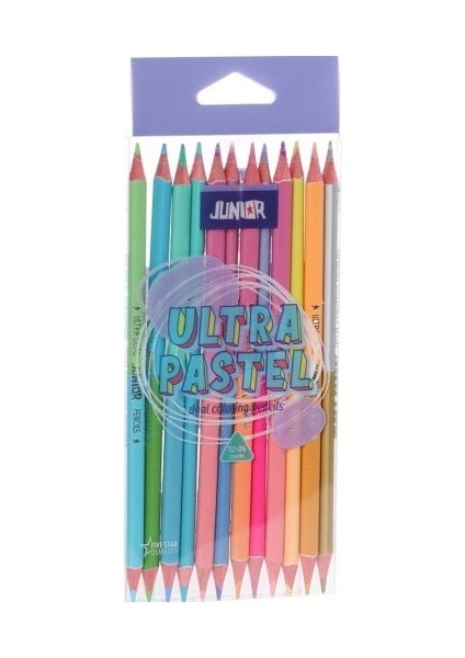 Ultra Pastel Çift Uçlu Kuru Boya Kalemi 12 Li 24 Renk