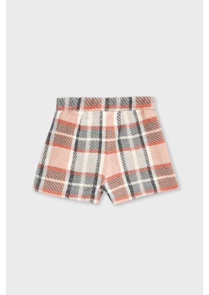 Kız Çocuk 4-9 Yaş Kışlık Ekose Şort Pudra modelleri