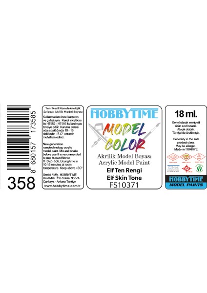 Hobbytime 358 18 Ml. FS10371 Elf Ten Rengi (Elf Skin Tone), Akrilik Model Boyası fiyatları