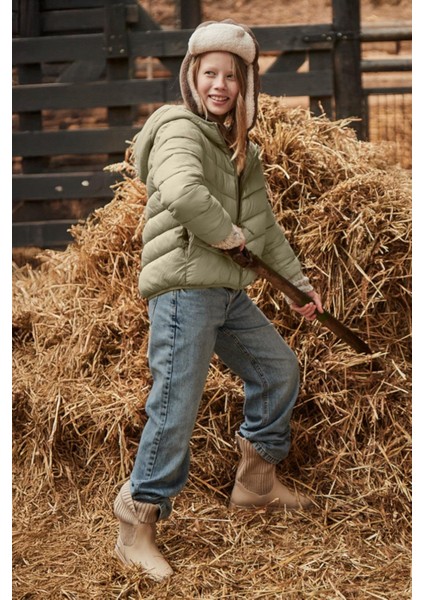 Kız Çocuk 8-18 Yaş Bol Kesim Denim Pantolon Mavi