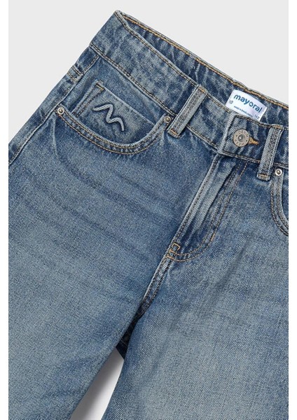 Kız Çocuk 8-18 Yaş Bol Kesim Denim Pantolon Mavi fırsatları