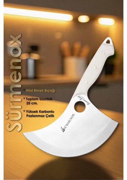 Sürmene Serisi Mutfak Bıçak Hilal Börek Bıçağı Pizza Pide Bıçağı Beyaz Verzalit Sap HDS-156 fiyatları