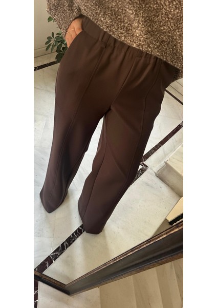Kadın Kahverengi Beli Lastikli Pantolon indirimleri