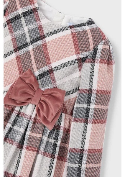 Kız Çocuk 4-9 Yaş Ekoseli Uzun Kol Elbise Pudra modelleri