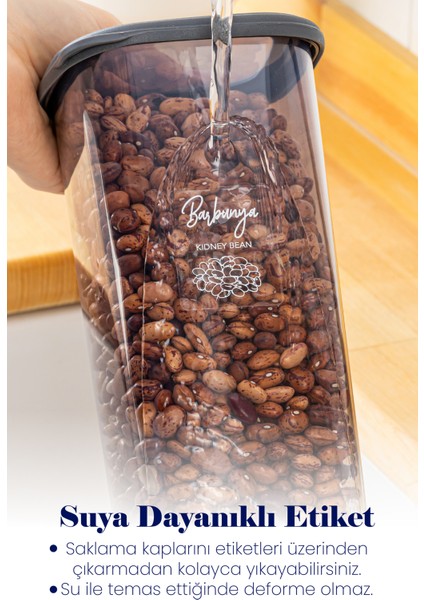 Beyaz Serigrafi Etiketli Kaşıklı Kare Erzak Saklama Kabı 12'li Set Küçük Boy 0,55 Litre fiyatları