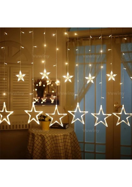 150 LED Işıklı 8 Modlu Gün Işığı Dekoratif Saçaklı Yıldızlı Perde LED fiyatları