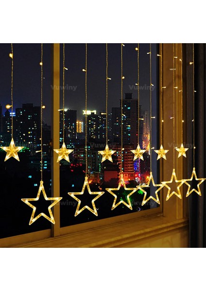 150 LED Işıklı 8 Modlu Gün Işığı Dekoratif Saçaklı Yıldızlı Perde LED modelleri