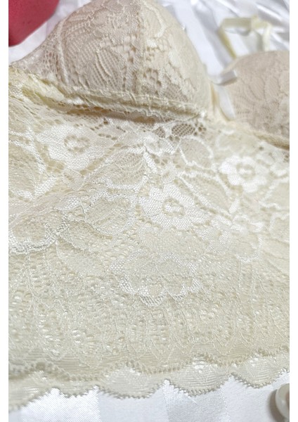 Bralet Boxer Dantel Takım Çiçek Detaylı Üçgen Sütyen Fantezi Takımı Günlük Kullanıma Uygun Push Up fiyatları