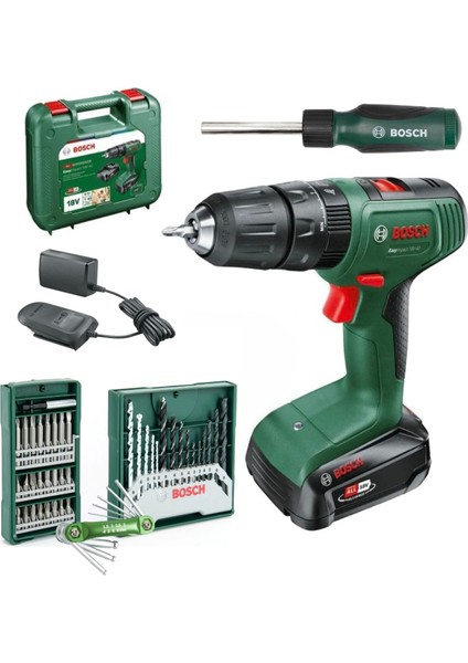 Easyımpact 18V-40 Akülü Vidalama (Tek) Batarya 2 Ah, Bosch 41 Parça Allen Takımı ve Tornavida