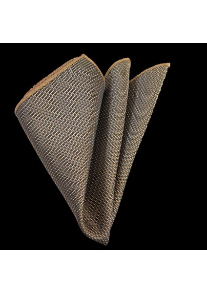 Cappuccino ve Bej Elegant Desenli Jakar Dokuma Cep Aksesuarı Yaka Mendili