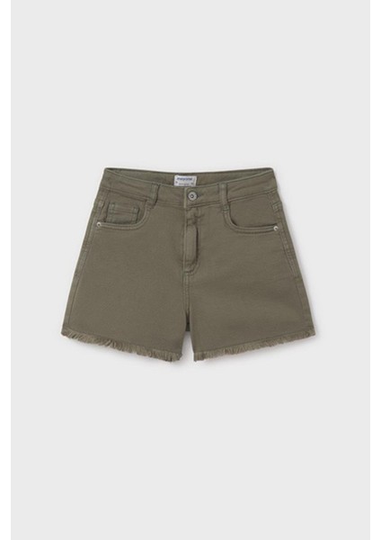 Kız Çocuk 8-18 Yaş Püsküllü Renkli Denim Şort 275 Haki modelleri