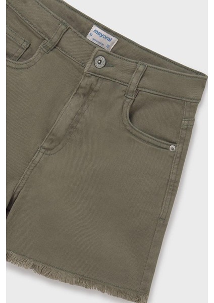 Kız Çocuk 8-18 Yaş Püsküllü Renkli Denim Şort 275 Haki fırsatları