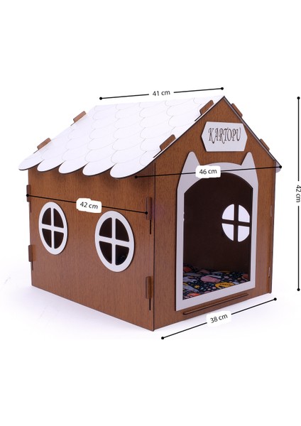Ahşap Özel Isim Baskılı Dekoratif Kedi Evi-Kulübesi, Kediler Için Kulübe, Kedi Kulübesi Ceviz fiyatları