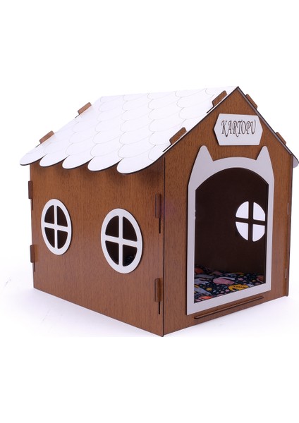 Ahşap Özel Isim Baskılı Dekoratif Kedi Evi-Kulübesi, Kediler Için Kulübe, Kedi Kulübesi Ceviz modelleri