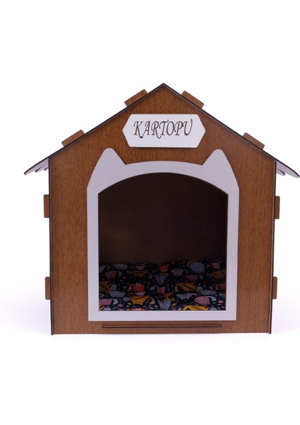 Ahşap Özel Isim Baskılı Dekoratif Kedi Evi-Kulübesi, Kediler Için Kulübe, Kedi Kulübesi Ceviz fırsatları