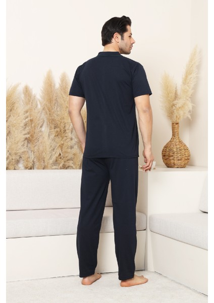 Erkek Boydan Düğmeli %100 Pamuklu Pijama Takımı 12385 modelleri