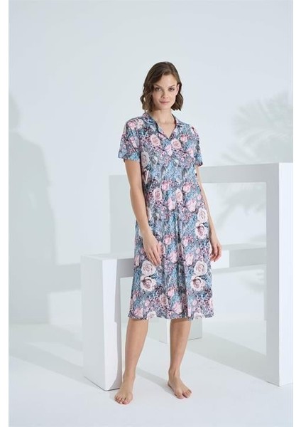 Kadın Yarım Kol Yakalı Penye Elbise - 45630