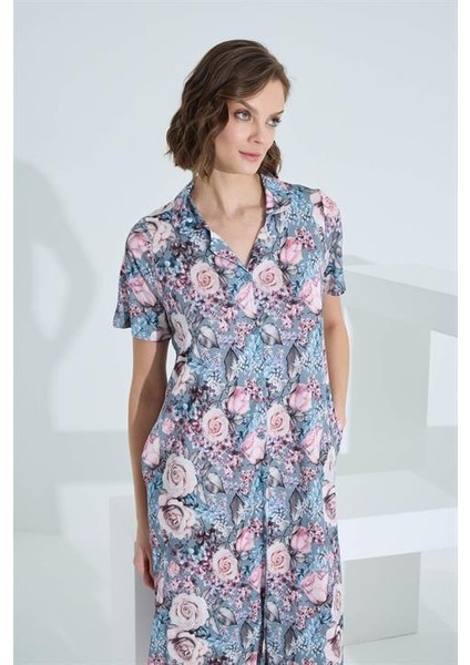 Kadın Yarım Kol Yakalı Penye Elbise - 45630 fırsatları