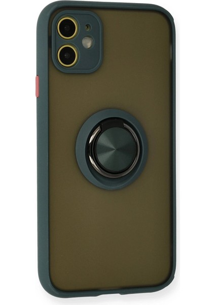 iPhone 11 Kılıf Montreal Yüzüklü Silikon Kapak - Yeşil - MRS2461-1606 fiyatları