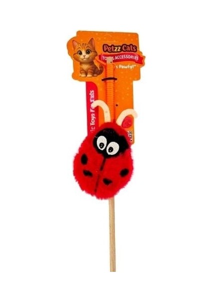 Petzzcats Ladybird Matatabi ve Çıngırak Sesli Kedi Oltası Oyuncağı Kırmızı/sarı 42 cm
