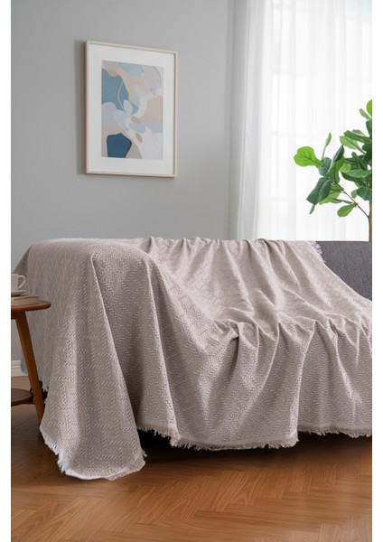 Pamuklu Dokulu Koltuk Şalı 170X220 cm – Saçaklı Tv Battaniyesi & Dekoratif Koltuk Örtüsü