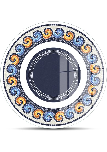 Cam Kesme Tahtası ve Sunumluk Yuvarlak Renkli Geometrik Desenli 30X30 cm fiyatları