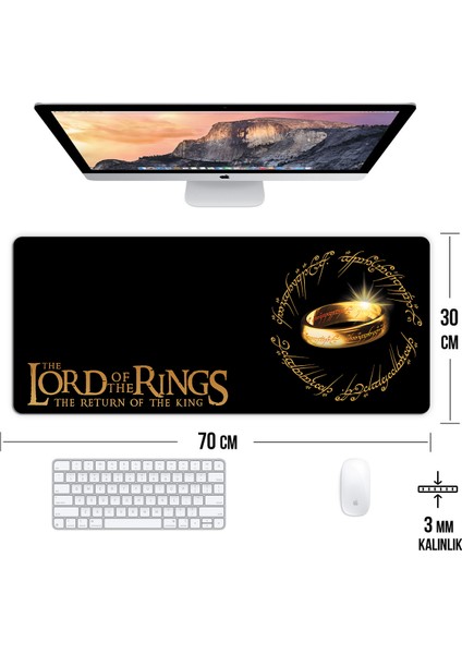 Lotr Yüzüklerin Efendisi Oyun Gaming Klavye Mouse Pad Kaymaz Taban Kenarları Dikişli Masa Matı 70X30 cm fiyatları