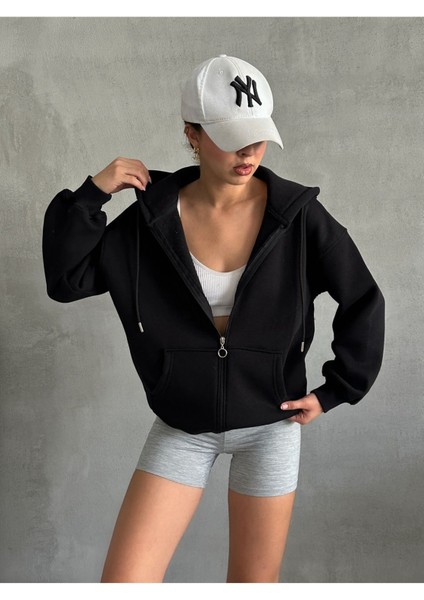 Kadın Fermuarlı Oversize Sweat Hırka modelleri