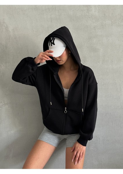 Kadın Fermuarlı Oversize Sweat Hırka fırsatları