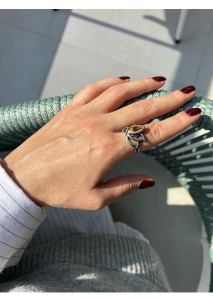 El Işi Tasarım Sitrin Taşlı Lotus Yüzük fiyatları