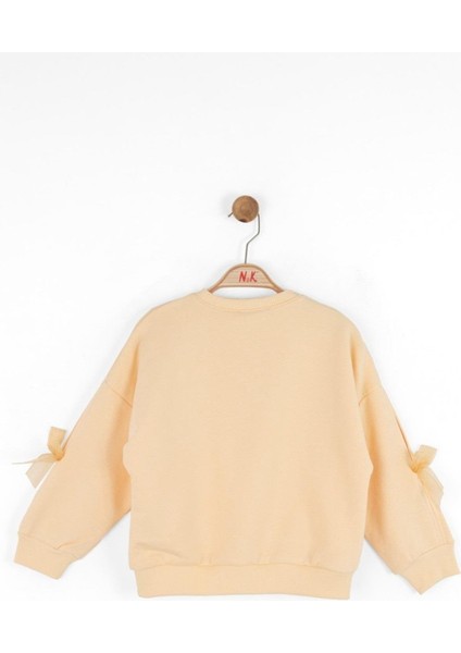 Kız Çocuk 4-8 Yaş Kalp Baskılı Sweatshirt Somon modelleri