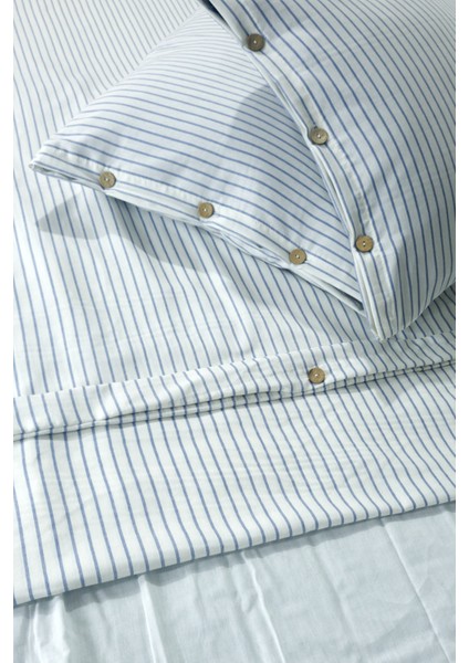 Çift Kişilik Nevresim Seti Düğme Detaylı | Çeyizlik | Hediyelik | Çizgi Desen | Armürlü Dokuma