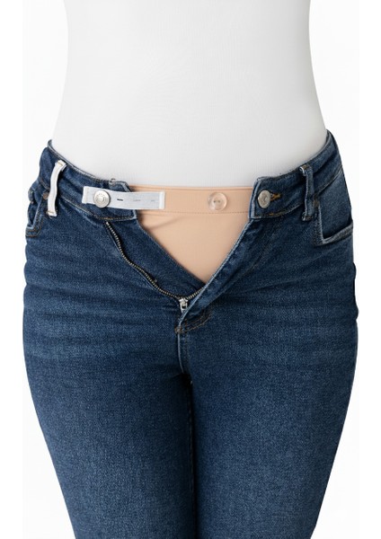 Hamile Pantolon Bel Genişletici - Kadın Pantolon Genişletici, 3'lü Paket Beyaz-Siyah-Ten fırsatları