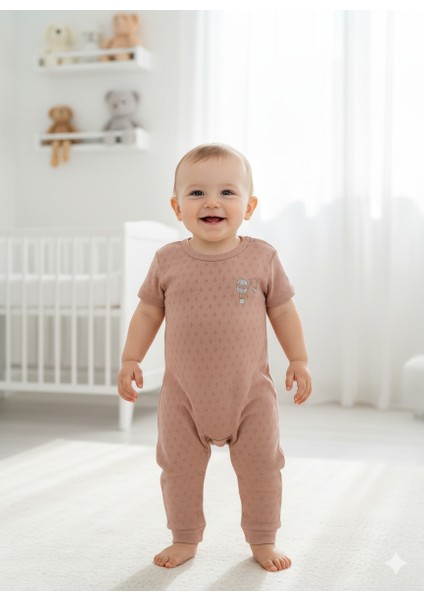 Jakarlı Nakışlı Patiksiz Tulum