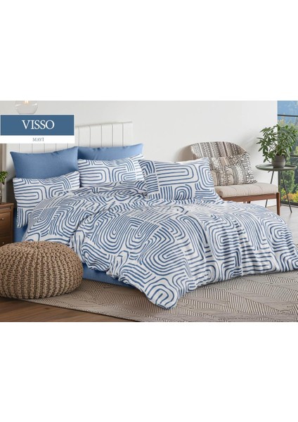 Vısso Mavi Çift Kişilik Nevresim Takımı