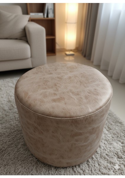 Modern Lüks Yuvarlak Puf Tabure | Salon Oturma Odası Dekoratif Ayak Uzatma Taburesi
