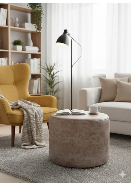 Modern Lüks Yuvarlak Puf Tabure | Salon Oturma Odası Dekoratif Ayak Uzatma Taburesi modelleri