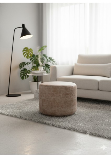 Modern Lüks Yuvarlak Puf Tabure | Salon Oturma Odası Dekoratif Ayak Uzatma Taburesi fırsatları