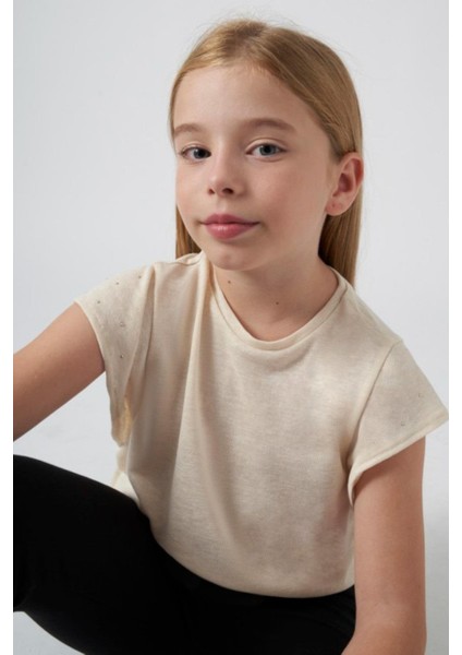 Kız Çocuk 10-16 Yaş Triko Bluz 6019 Bej
