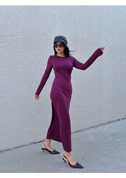 Kadın Bordo Modal Kumaş Dar Kesim Uzun Elbise 30073 indirimleri